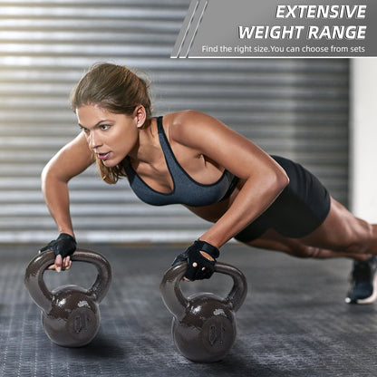Signature Fitness All-Purpose Color Vinyl Coated Solid Cast Iron Kettlebell Weight