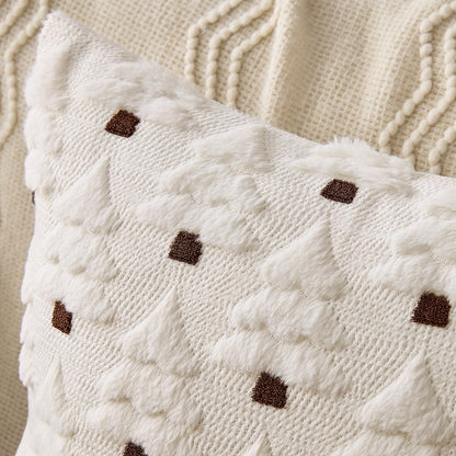 MIULEE Christmas Tree Decorative Pillow Covers Faux Fur Wool Throw Pillows Soft Plush Cushion Covers Set of 2 Xmas Home Decor Winter Holiday for Sofa Couch Livingroom Bed 18x18 Inch Cream