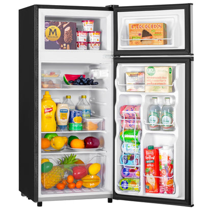 Manastin 4.5 Cu.Ft Mini Fridge with Freezer, Small Fridge with 2 Doors for Office, Kitchen, Dorm and Bedroom, Mini Refrigerator with Adjustable Shelves (Silver)