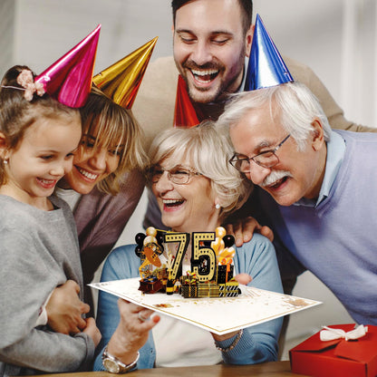 OLOSONG 75th Birthday Card for Men Women, Funny 3D Pop Up 75th Birthday Gifts for Grandma Mom Dad, Back In 1950 Happy 75 Year Old Birthday Decorations Cards for Her Him