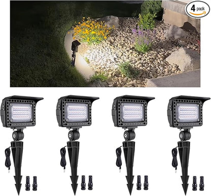 Gardenreet Low Voltage Landscape Flood Lights - 20W 12V LED Wall Wash Lights, IP65 Waterproof Aluminum Brown Hardwired, Angle Adjustable Wide Beam Outdoor for Tree House Wall Garden 4 Pack