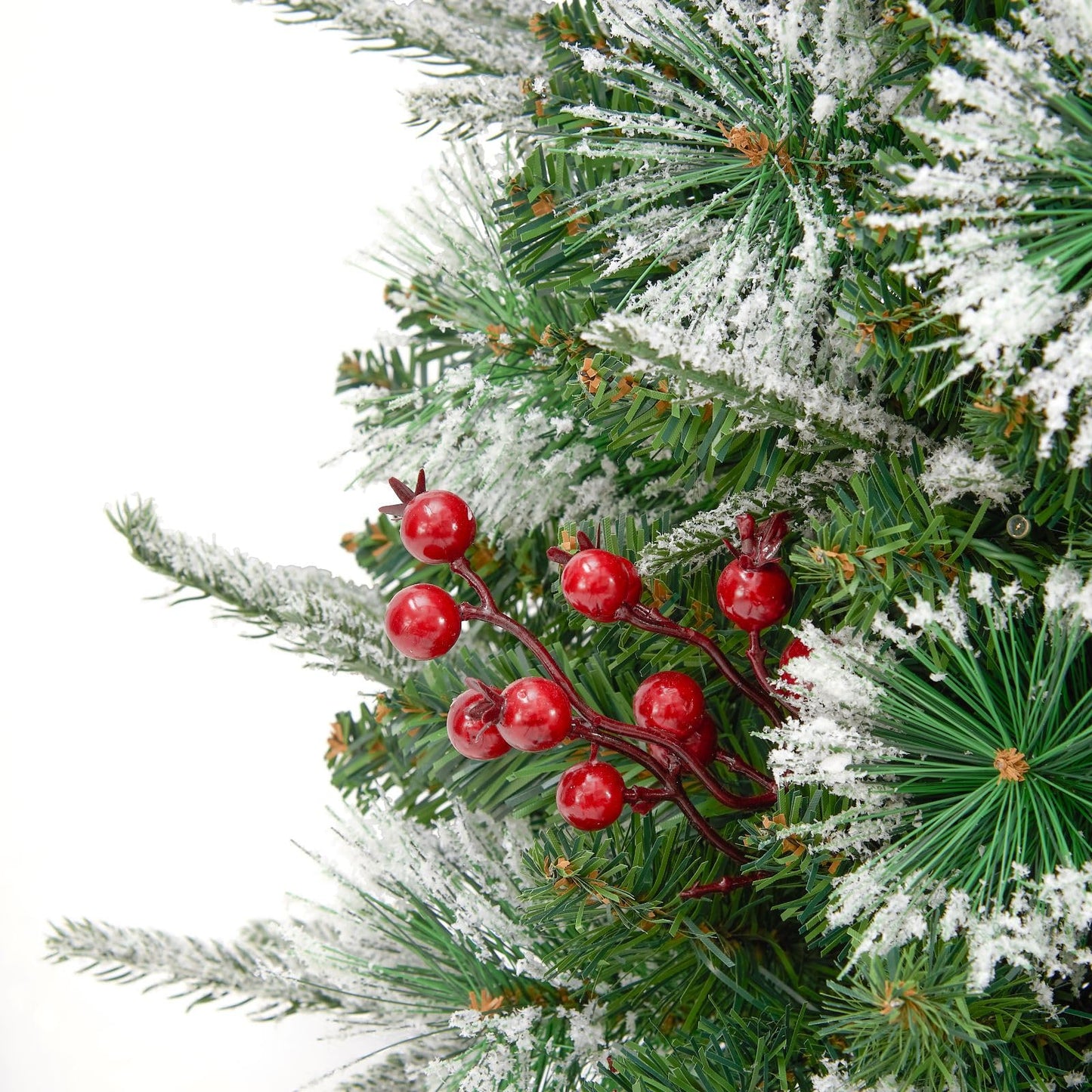 Small 3FT Pre-Lit Snow Flocked Christmas Tree with Twinkling Lights for Home Office Christmas Decor- Battery Operated & Timer (Snowflake Base)