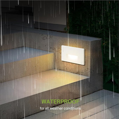 ASD LED Recessed Step Light Fixture, Outdoor & Indoor Stair Tread Lighting | 3CCT, Dimmable, Waterproof, ETL Listed | 3W 120LM 3000K-5000K 120V | Staircase Hardwired Illumination | White, 12 Pack