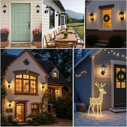 GRUENLICH Dusk to Dawn Outdoor Wall Sconce, Exterior Front Porch Lighting with Clear Glass, Black Aluminum Outside Coach Light for Patio Doorway Garage, 2 Pack