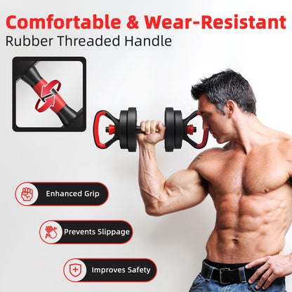 Fitvids Multi-Functional Changeable Dumbbell and Barbell Kettlebell Set with Adjustable Weights, 40LBS, 2-in-1