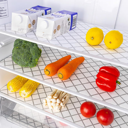 Shinlendid Refrigerator Liners Non-Slip 12IN x 10FT, Absorbent Fridge Shelf and Drawer Liners for Shelves, Keep Fruits and Vegetables Fresh, Various Sizes Washable Refrigerator Mats, White