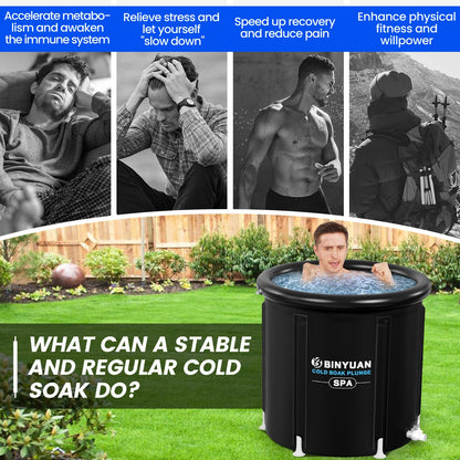 BINYUAN XL Ice Bath Tub for Athletes With Cover 99 Gal Cold Plunge Tub for Recovery, Multiple Layered Portable Ice Bath Plunge Pool Suitable for Gardens, Gyms and Other Cold Water Therapy Training