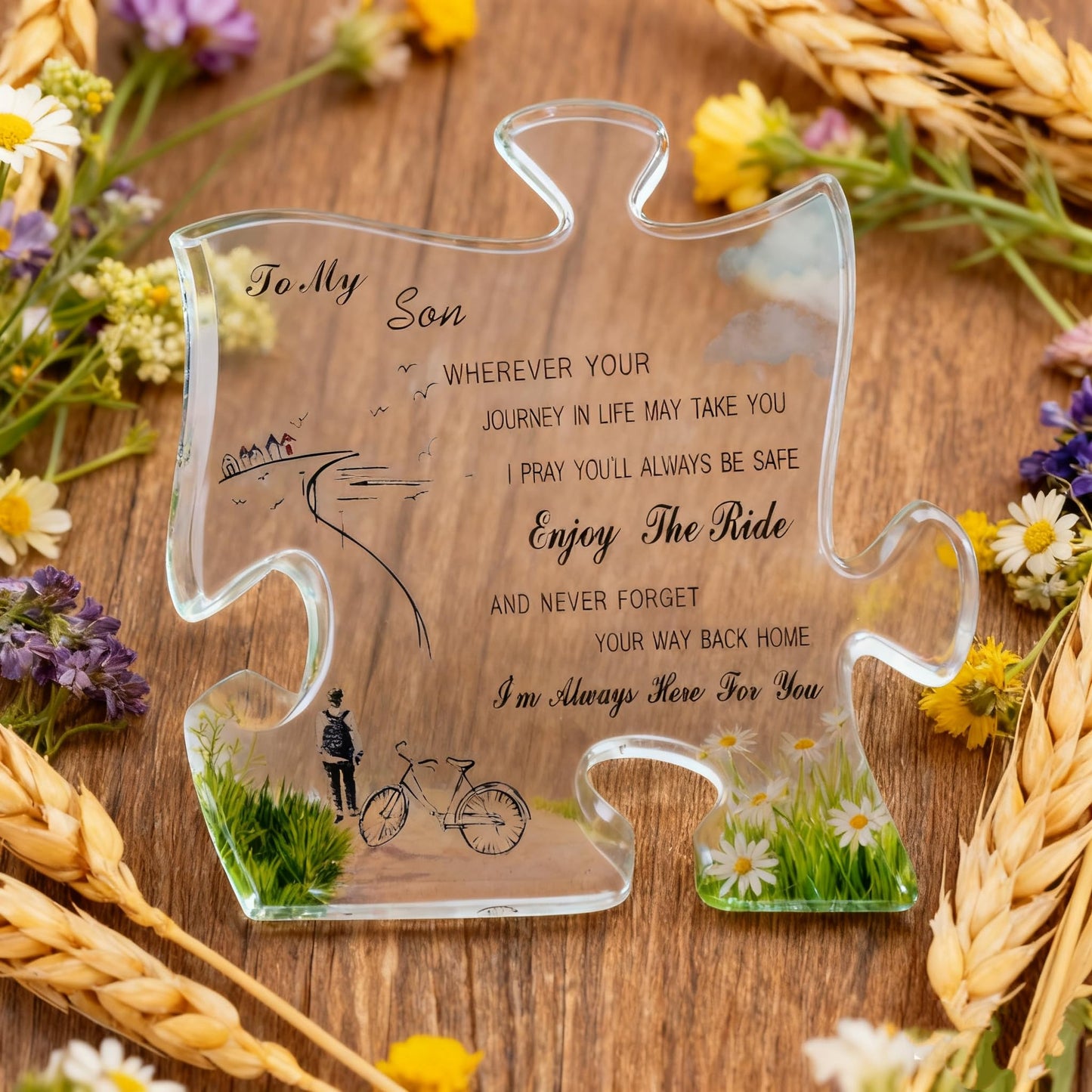 Acrylic Plaque Gift for Son Birthday Graduation Gifts from Mom Dad Inspirational Quotes Table Centerpiece Decorations Personalized Ornament Paper weight (To son)