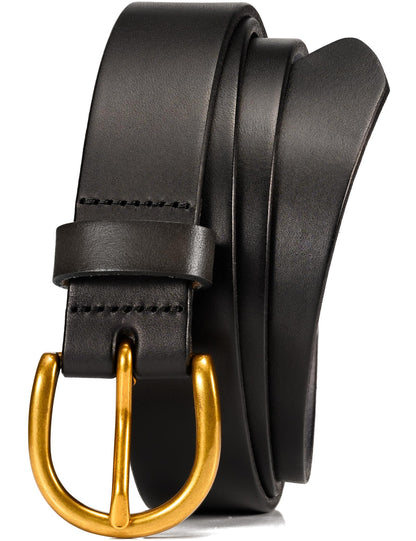 WOLFANT Womens Casual leather Jean Belt,1.1" Ladies Belt with Gold Buckle,100% Italian Full Grain Real Solid Leather