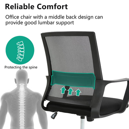 PayLessHere Gaming Chair Ergonomic Computer Chair Office Chair Video Game Chairs with Lumbar Support Desk Chair Armrest Mid Black Cushion Swivel Rolling Chair with Wheels for Home Office(Black)