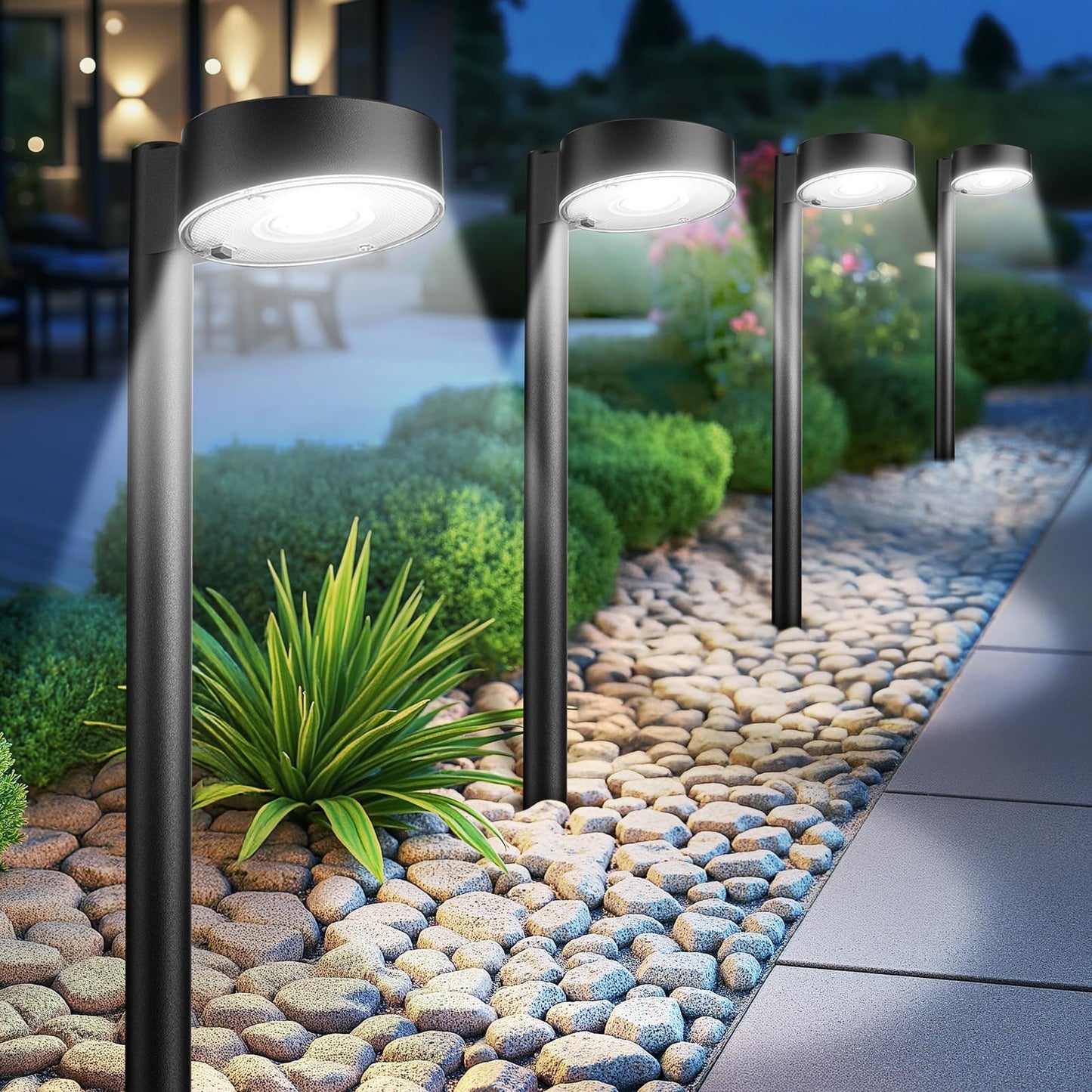 Ahaorigin 8 Pack Solar Pathway Lights Outdoor, 12 Brighter LEDs Solar Lights Outdoor Waterproof, Up to 12 Hrs Modern Path Light for Yard Garden Walkway Driveway Lawn, Cool White