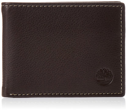 Timberland Men's Wellington Leather Rfid Bifold Commuter Security Wallet, brown, One Size