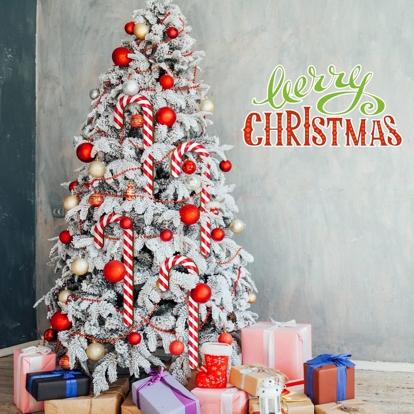 Large Size 4 Pcs 15.7 Inch Christmas Large Candy Canes for Tree Decorations Red and White Giant Candy Cane Props Bulk Xmas Hanging Ornaments Rustic Wood Flat for Party Supplies DIY Crafts Photoshoot
