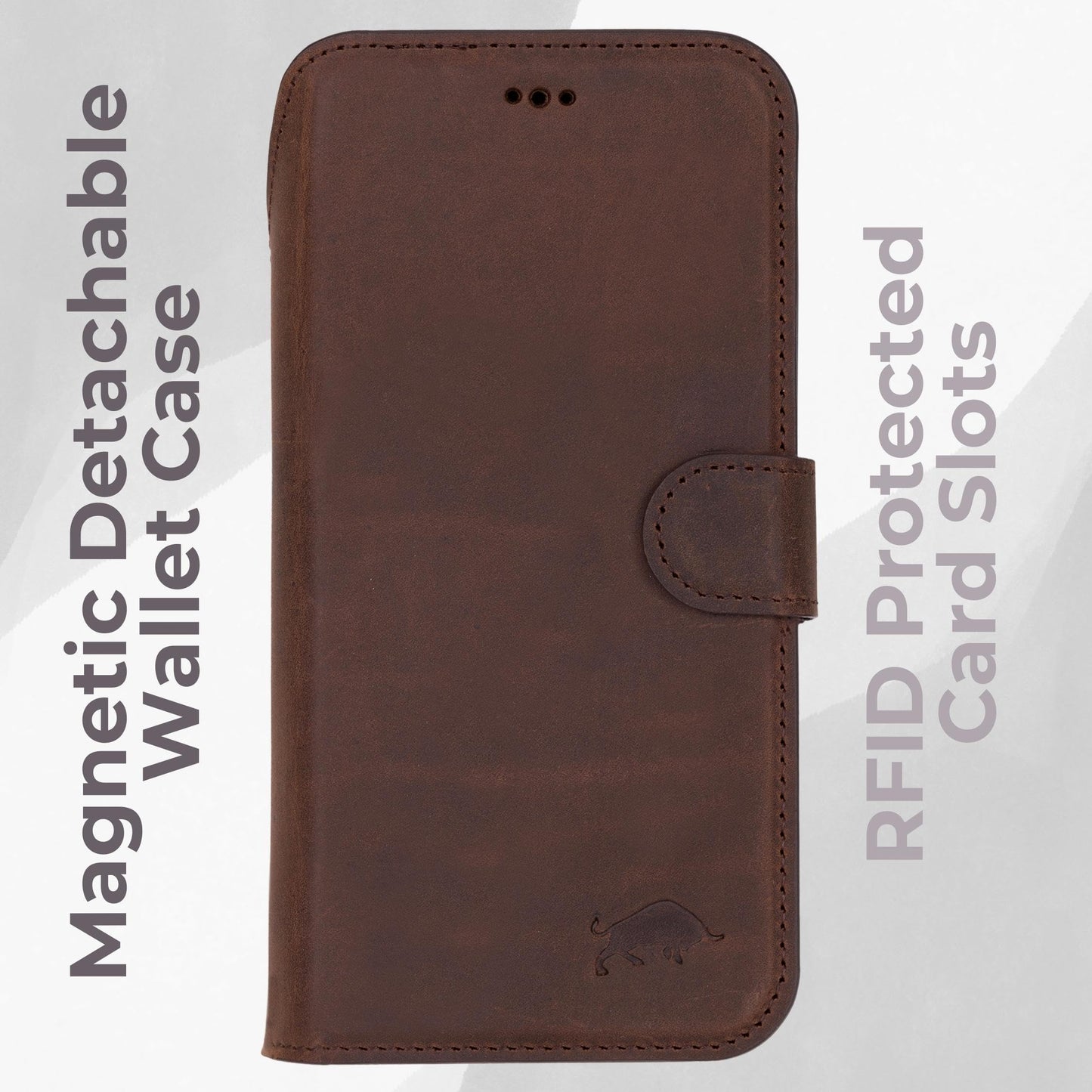 VENOULT Full Grain Genuine Leather Wallet Case for iPhone 17 Pro Max, 4 Card Holder Folio Cover, Business Style, Man or Women, Compatible with MagSafe, RFID Protected, Handmade (Vintage Brown)