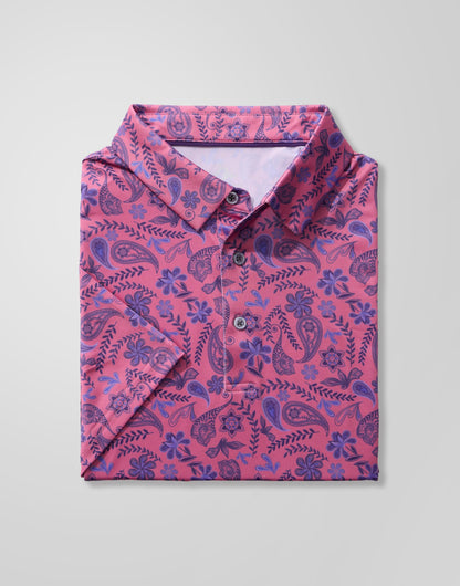 Obla Mens Golf Polo Shirts Short Sleeve Dry Fit Performance Moisture Wicking Casual Print Collared Golf Shirts for Men(Blue Paisley_L)