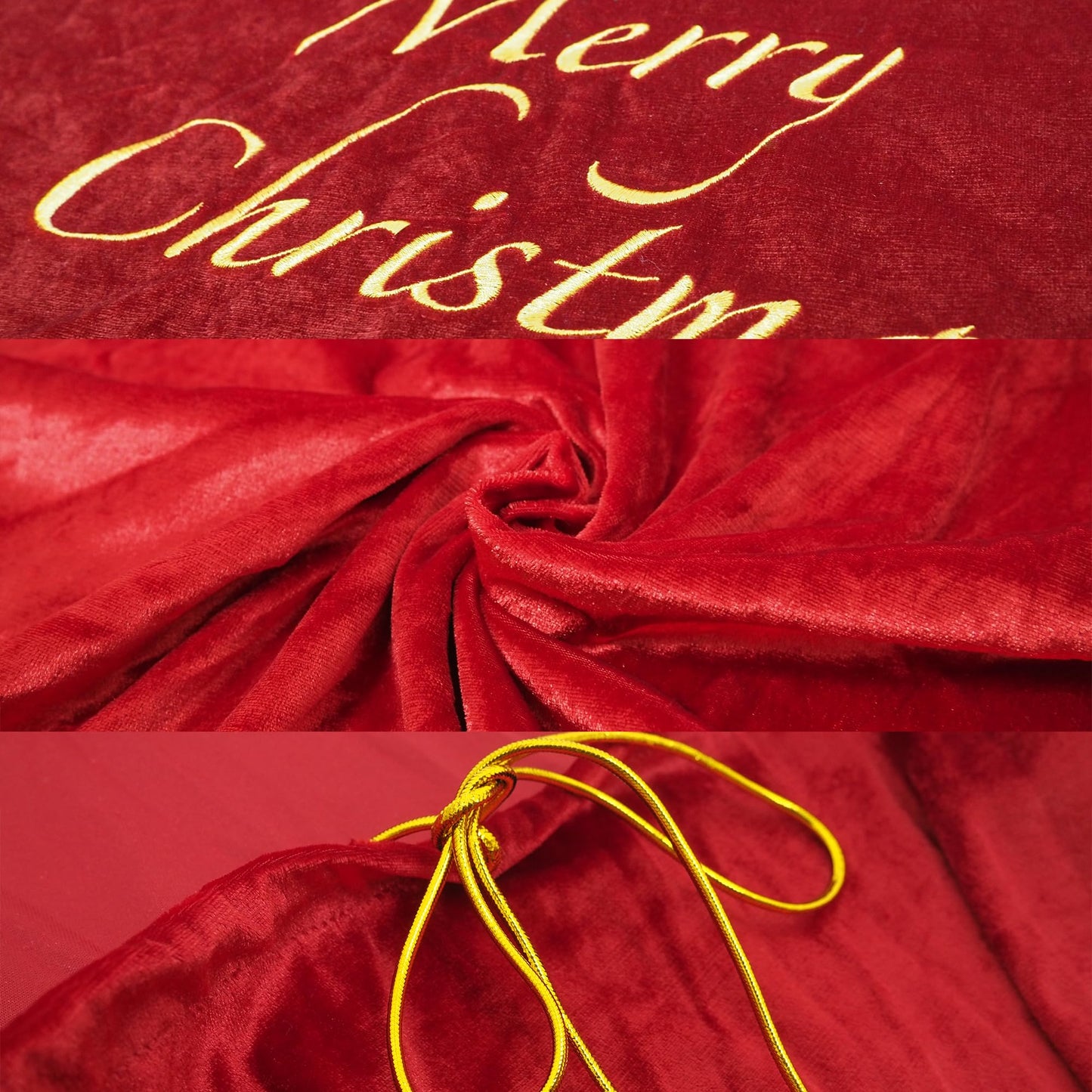 Large Velvet Santa Claus Christmas Sack with Drawstring, 29.5 x 35.5 Inch Gift Bags for Xmas Party Decor, Stocking Stuffers, and Holiday Gift Supplies (Red)