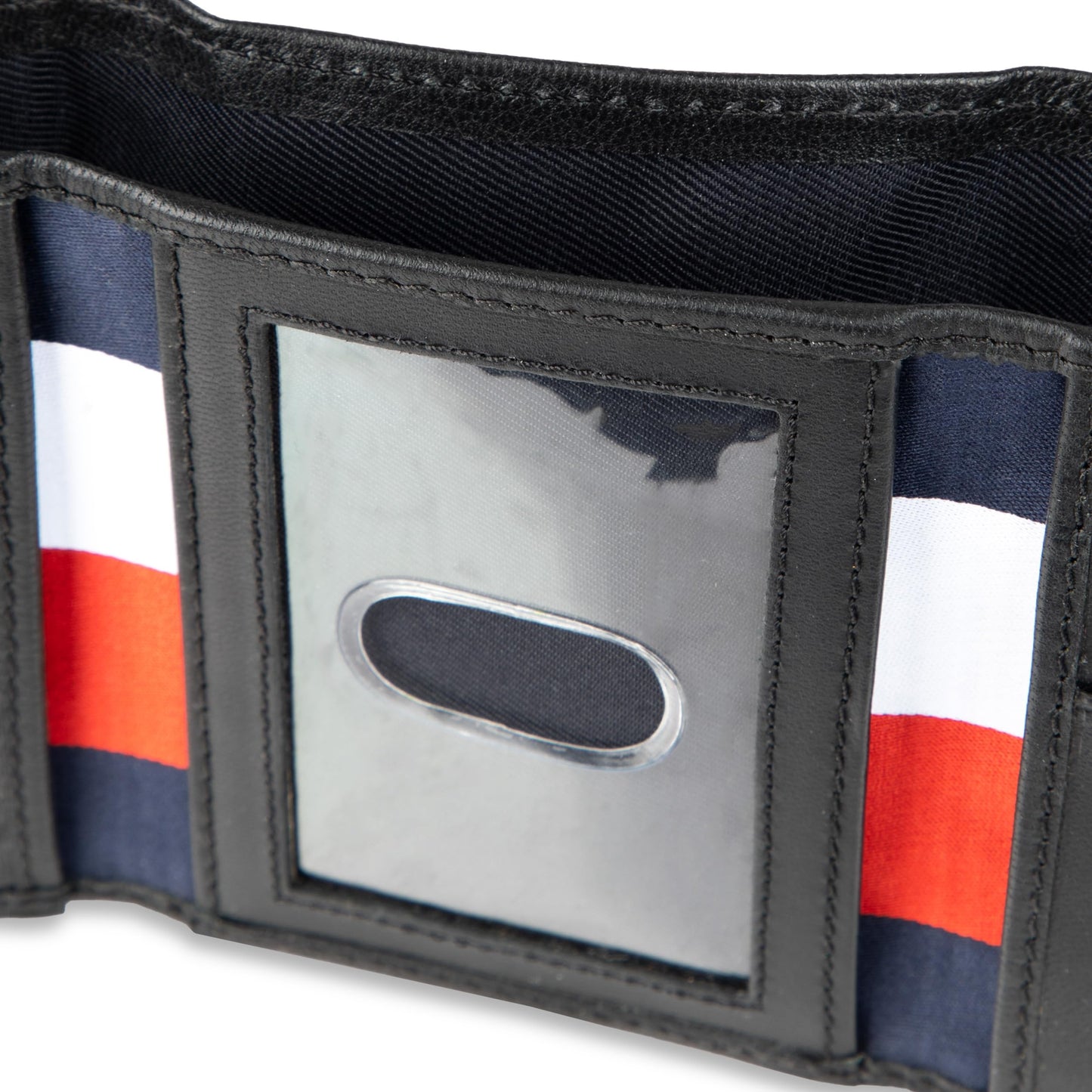 Tommy Hilfiger Men's Stripe Emboss Trifold Wallet, Black, One Size