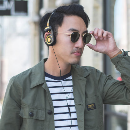 Koss Porta Pro Limited Edition Black Gold On-Ear Headphones, in-Line Microphone, Volume Control and Touch Remote Control, Includes Hard Carrying Case, Wired with 3.5mm Plug, Black and Gold