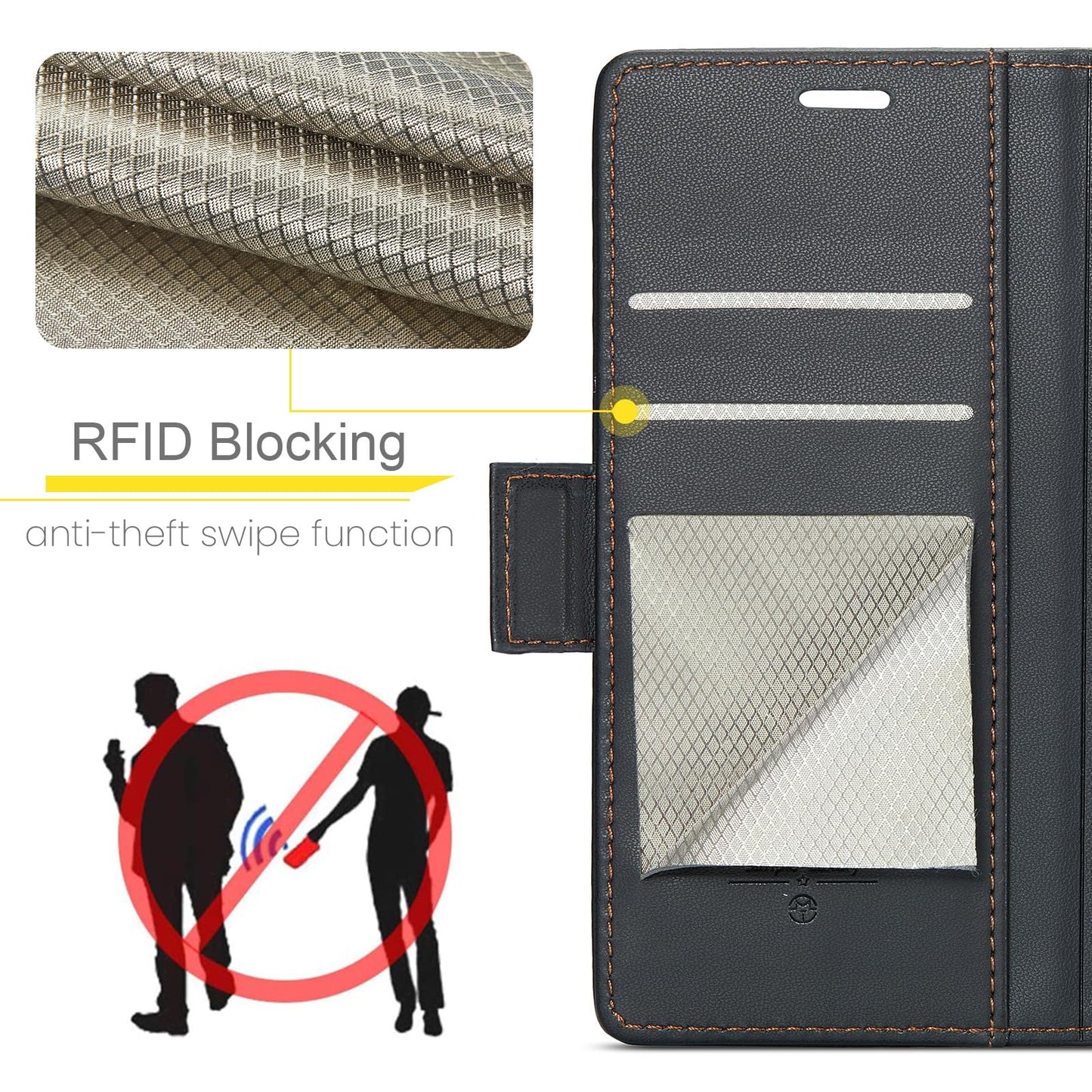 SINIANL Leather for iPhone 17 Pro Max Case Wallet, PU Leather Wallet Case Flip Folio RFID Blocking Card Holder Stand Phone Cover for iPhone 17 Pro Max, Black