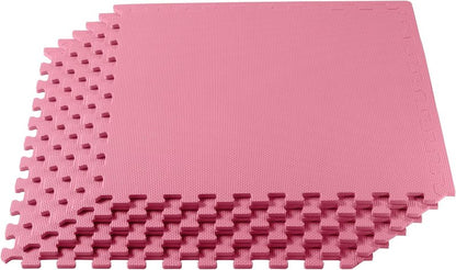 EVA Foam Floor Tiles - 1/2 Inch Thick Interlocking Mats for Indoor Gym & Home Use | 24" x 24" Pink, 16 Sq Ft (4 Tiles)