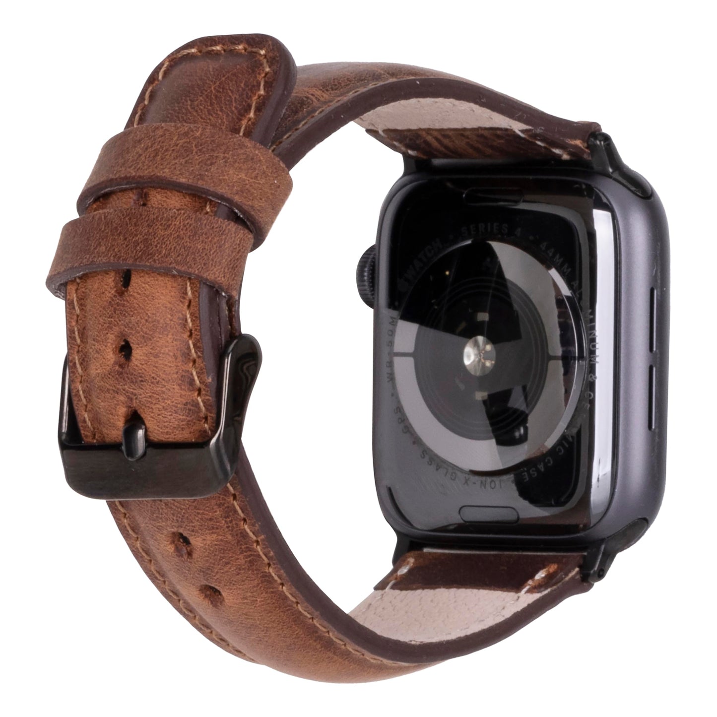 benvato Premium Handmade Leather Watch Band for Apple Watch Ultra 3 2 1 & SE 3 2 1 & Series 11 10 9 8 7 6 5 4 3 2 1 fits 49mm 46mm 45mm 44mm (Saddle Brown w/Black Connector&Clasp)