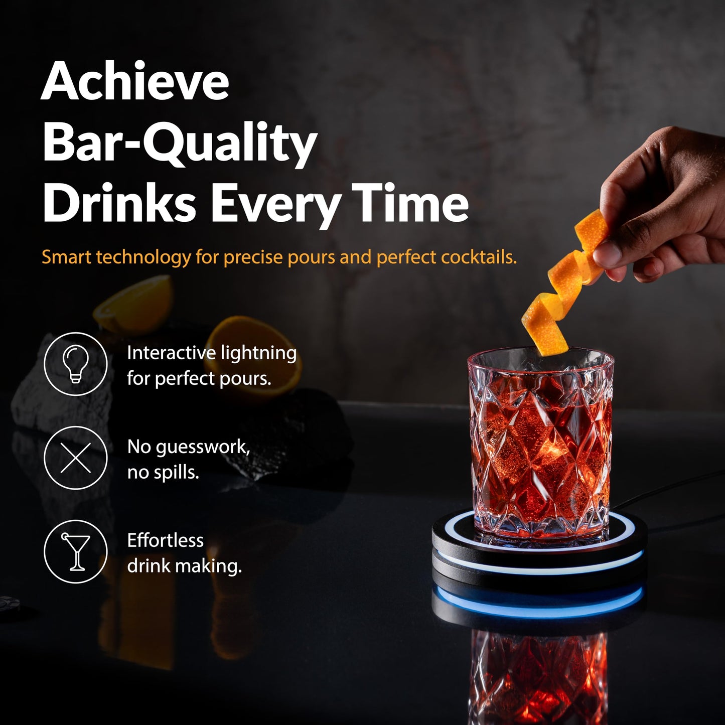 Barsys Smart Coaster 2.0 (Black) – Portable Cocktail Maker & Drink Mixer, App-Enabled Home Bartender Machine with 1000+ Recipes for Cocktails & Mocktails