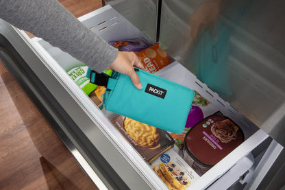 PackIt® Freezable Snack Box, Checked Out, Built with ECOFREEZE Technology, Collapsible, Reusable, Zip Closure with Buckle Handle, Designed For Work Snacks, Fresh Snacks On the Go, Adults, and All Ages
