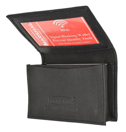 Marshal® RFID Blocking Mens Leather Expandable Business Card Case Wallet