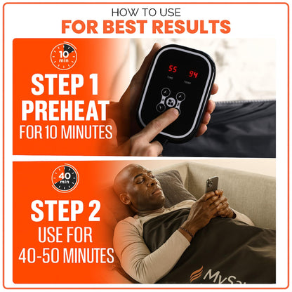 MySauna XL Infrared Sauna Blanket | Fits Him & Her | Fast Sweat, Sauna Bag Reaches 176°F | At-Home Sauna Blanket for Detox & Relaxation | Size 6.2 x 3 ft | Includes Carry Bag & Upgraded Control Panel