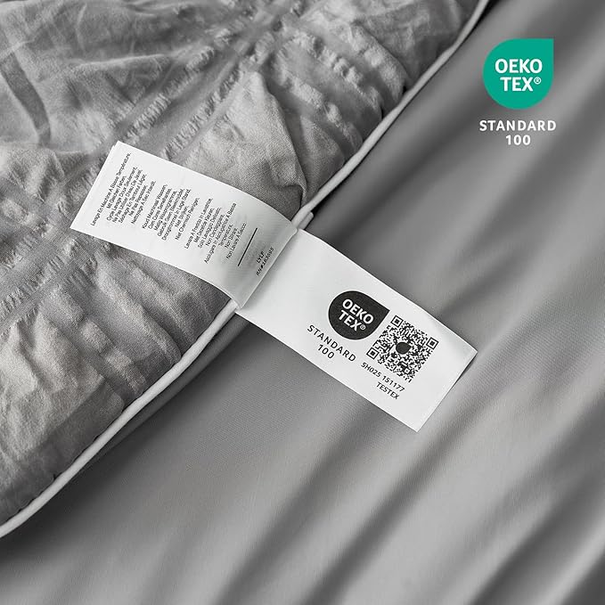 Cozy Bliss Cooling Comforter Queen Size Seersucker Plaid, Q-Max 0.4 Reversible Lightweight Cooling Blanket, Breathable Silk Smooth Summer Bedding Quilt for Hot Sleepers Night Sweats Dark Grey