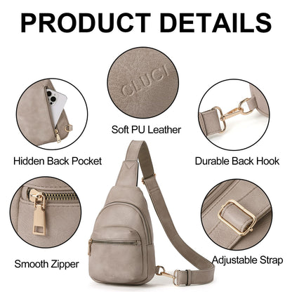 CLUCI Small Sling Bag for Women, Leather Crossbody Fanny Packs Trendy, Women's Chest Bag