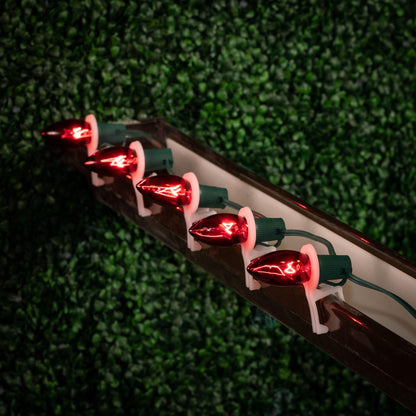 Novelty Lights Incandescent Christmas Replacement Bulbs - Indoor/Outdoor Individual Bulbs for Christmas Tree, Display, & More - C9/E17 Intermediate Base, 7 Watt Lights (Red, 25 Pack)