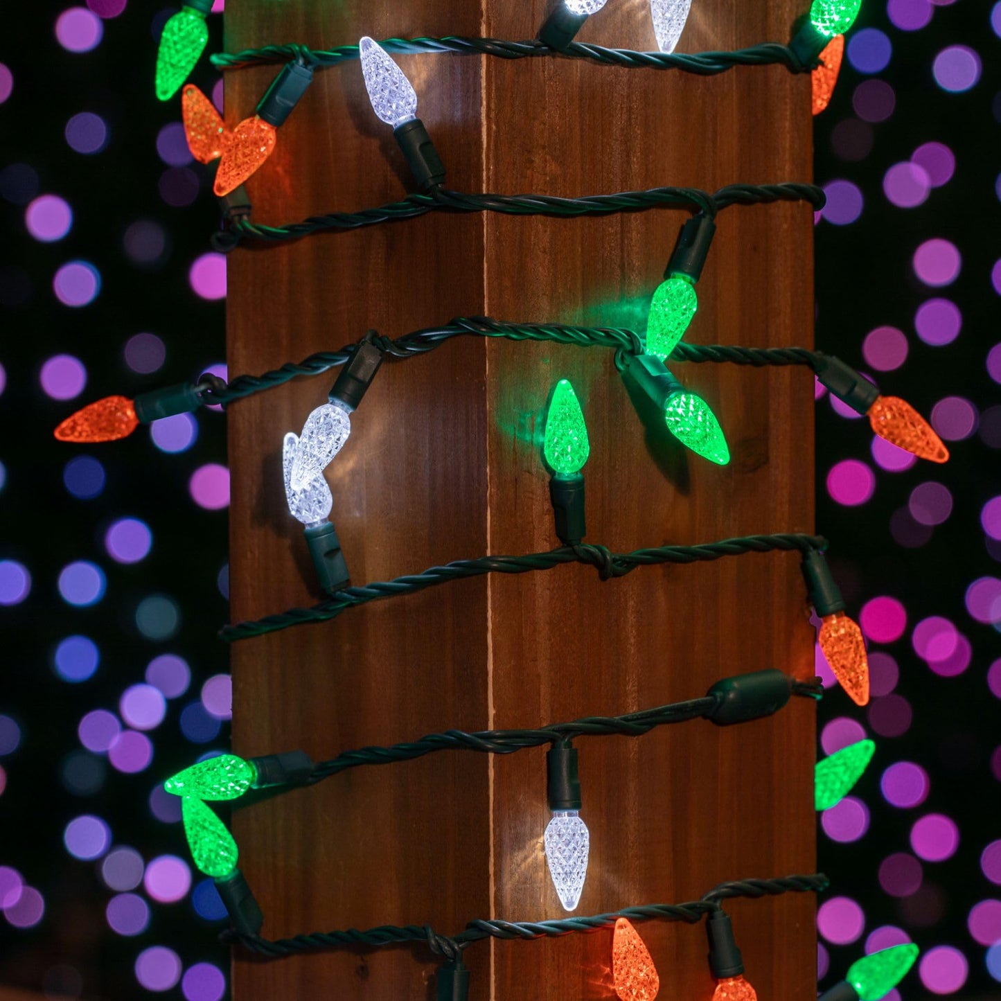‎‎‎Novelty Lights 24FT 70 LED C6 LED St. Patrick's Day String Lights, Outdoor Christmas Tree Commercial Grade LED String Lights, Christmas Lights Outdoor Tree Decorations Outdoor (Green/White/Orange)