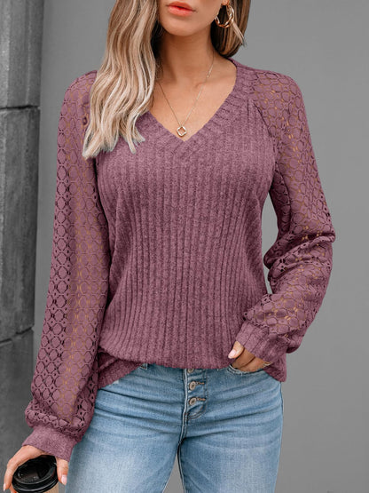 AUTOMET Women Long Sleeve Shirts Fall Lace Tops 2025 Fashion V Neck Sweaters Dressy Casual Winter Tunic Blouse Trendy Outfit