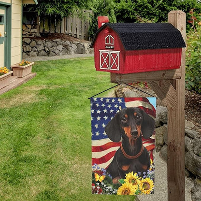 Dachshund American Flag Patriotic Dog Garden Flag Welcome Party Outdoor Outside Decorations Picks Home House Garden Yard Decor 12x18 Inch