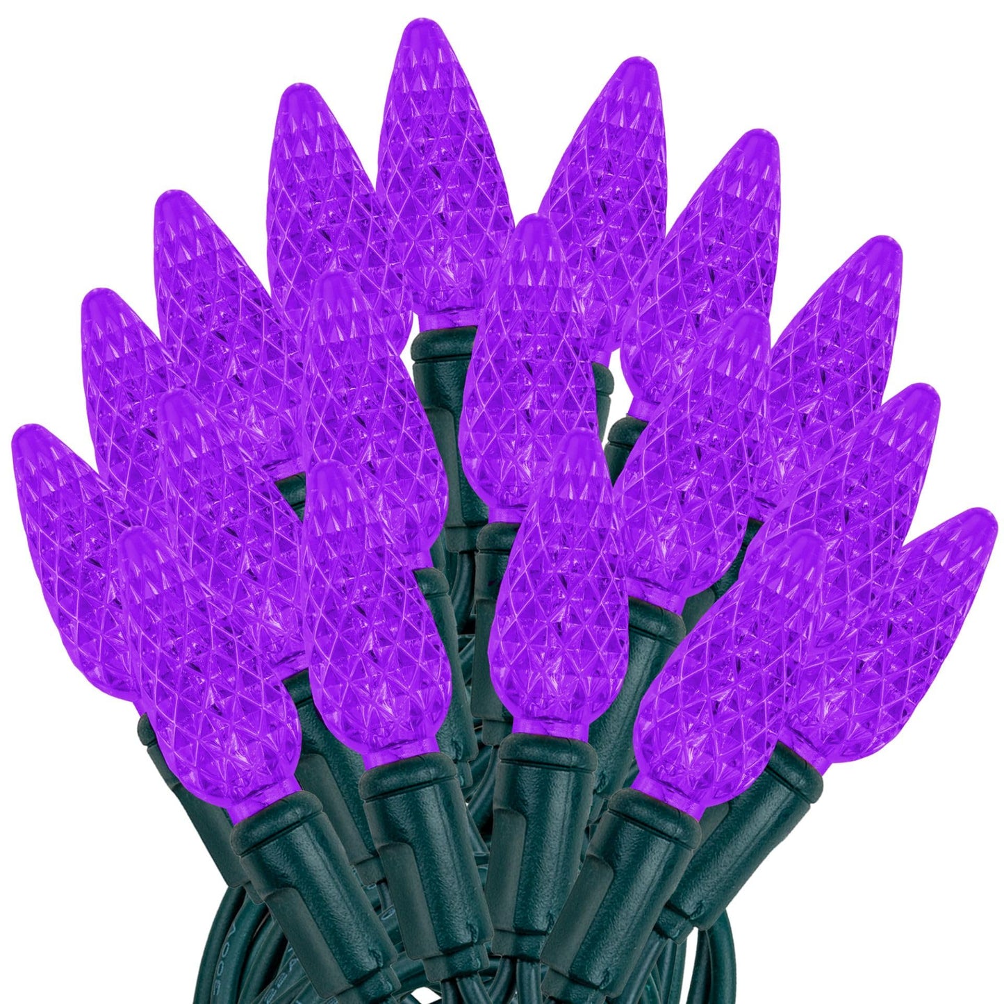 Novelty Lights 24FT 70 LED C6 Christmas String Lights, Outdoor Tree Commercial Grade Permanent Decorations (Purple)