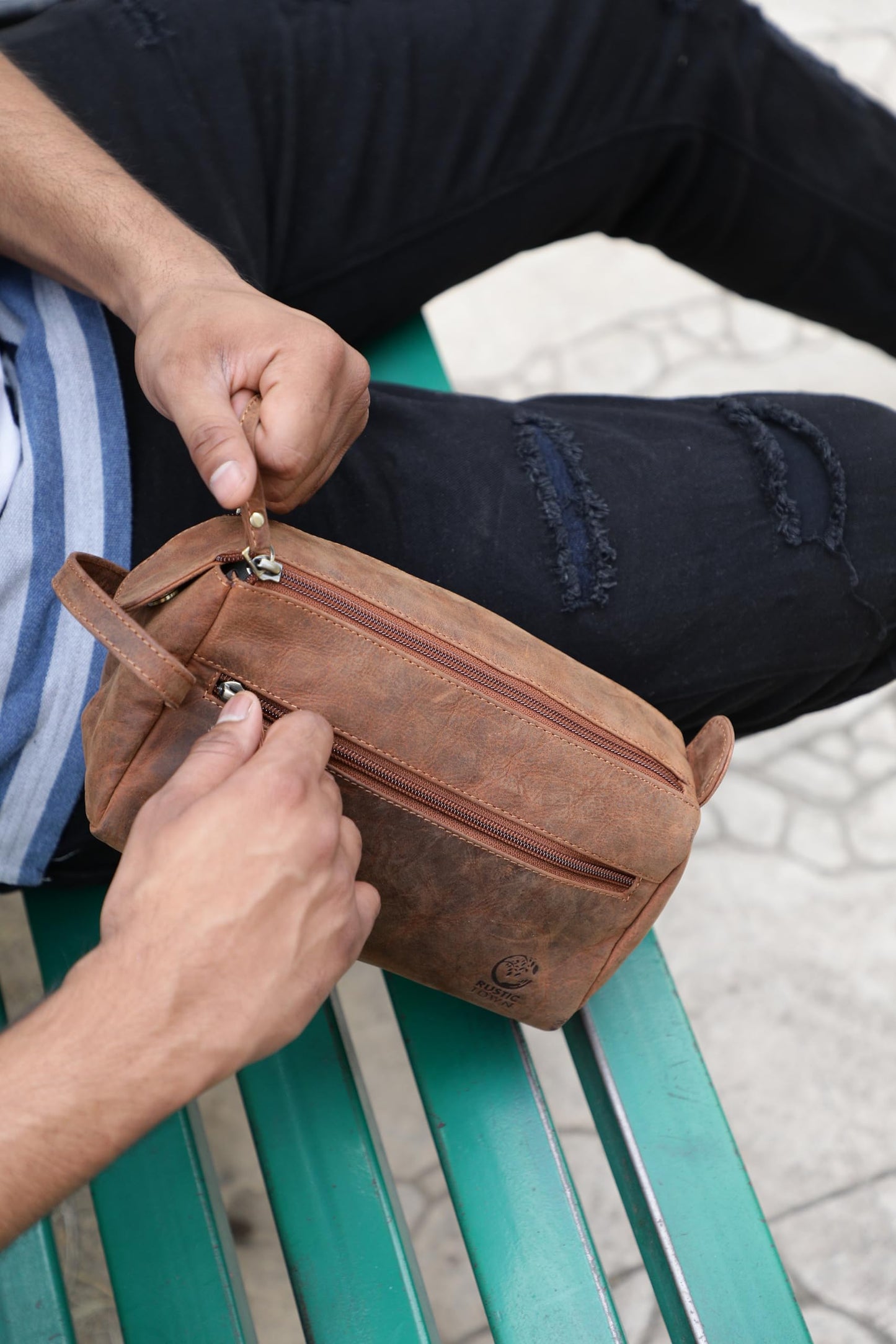 Leather Toiletry Bag – Stylish & Durable Dopp Kit with Water Resistant Lining – Travel Shaving Kit Organizer for Bathroom & Overnight Trips - Great Gift for Men & Women