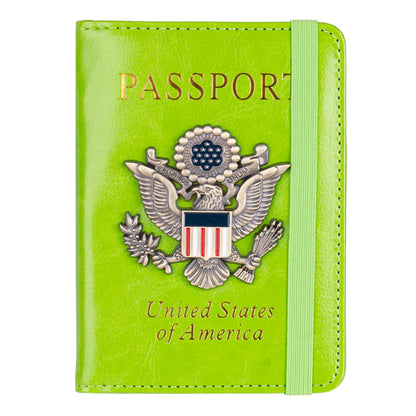 TOURSUIT RFID Blocking Passport Holder for Women Men, Leather Passport Travel Wallet with 3D Metal Badge, Travel Document Holder Cover Accessories (Green)