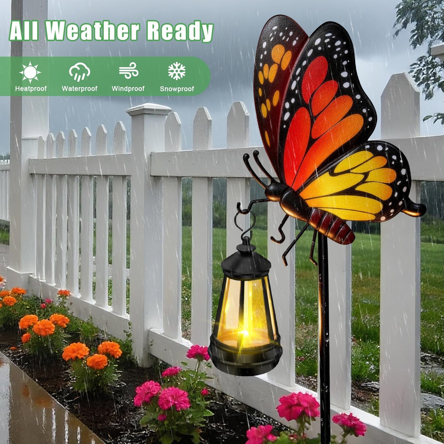Solar Lights Outdoor Waterproof Butterfly Garden Decor,32.28in Garden Butterfly Stakes with Solar Lights,Birthday Gifts for Women Mom,Metal Decorative Lights for Yard Art Outside Patio Porch Lawn