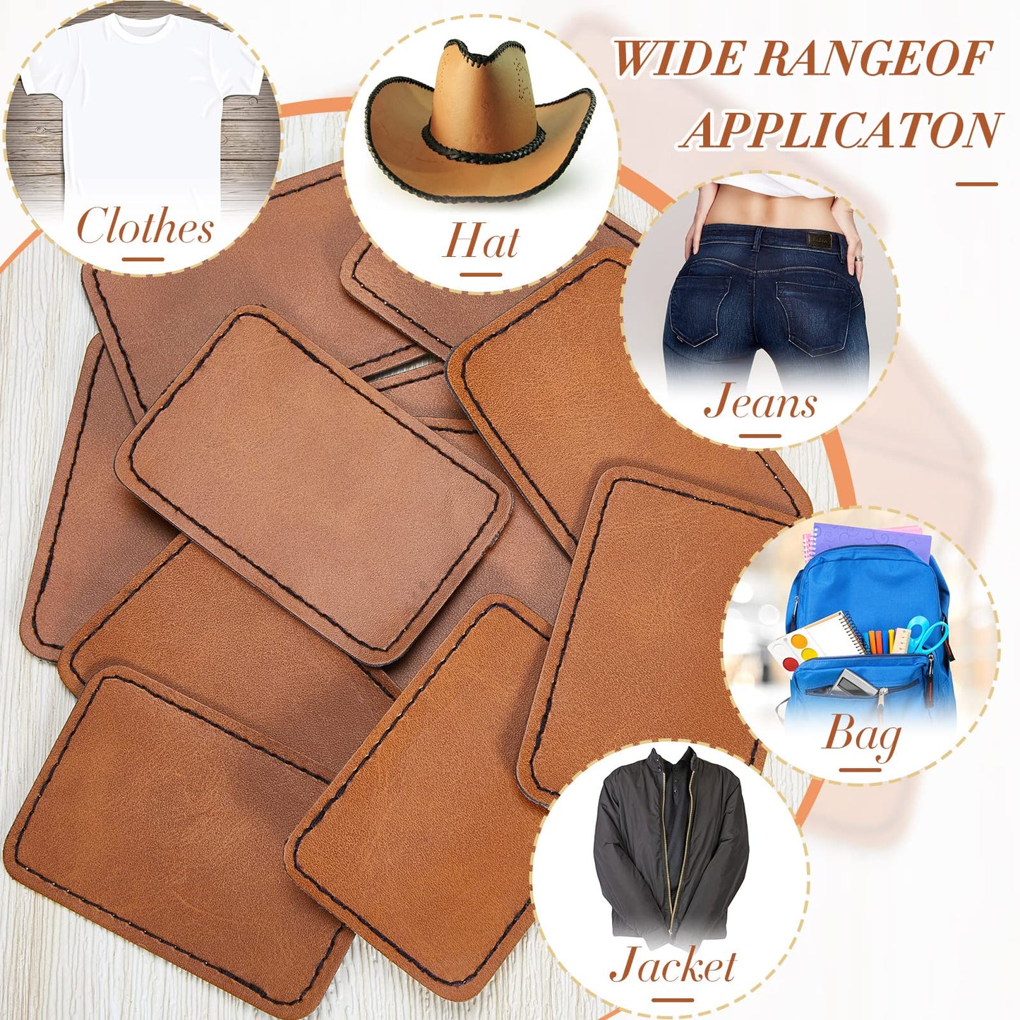 Dunzy 60 Pcs Leather Hat Patches Blank Leatherette Hat Patch with Adhesive Rectangle Laserable Leatherette Patch for Hats Custom Fabric Sew Laser Engraving DIY(Khaki,3.5 x 2.5 Inch)