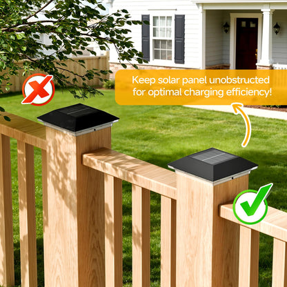 Mlambert 12 Pack Solar Post Cap Lights Outdoor - 3 Lighting Modes Waterproof LED Solar Post Lights Fit 3.5×3.5 Wood/4×4 Vinyl Fence Deck Posts, Black