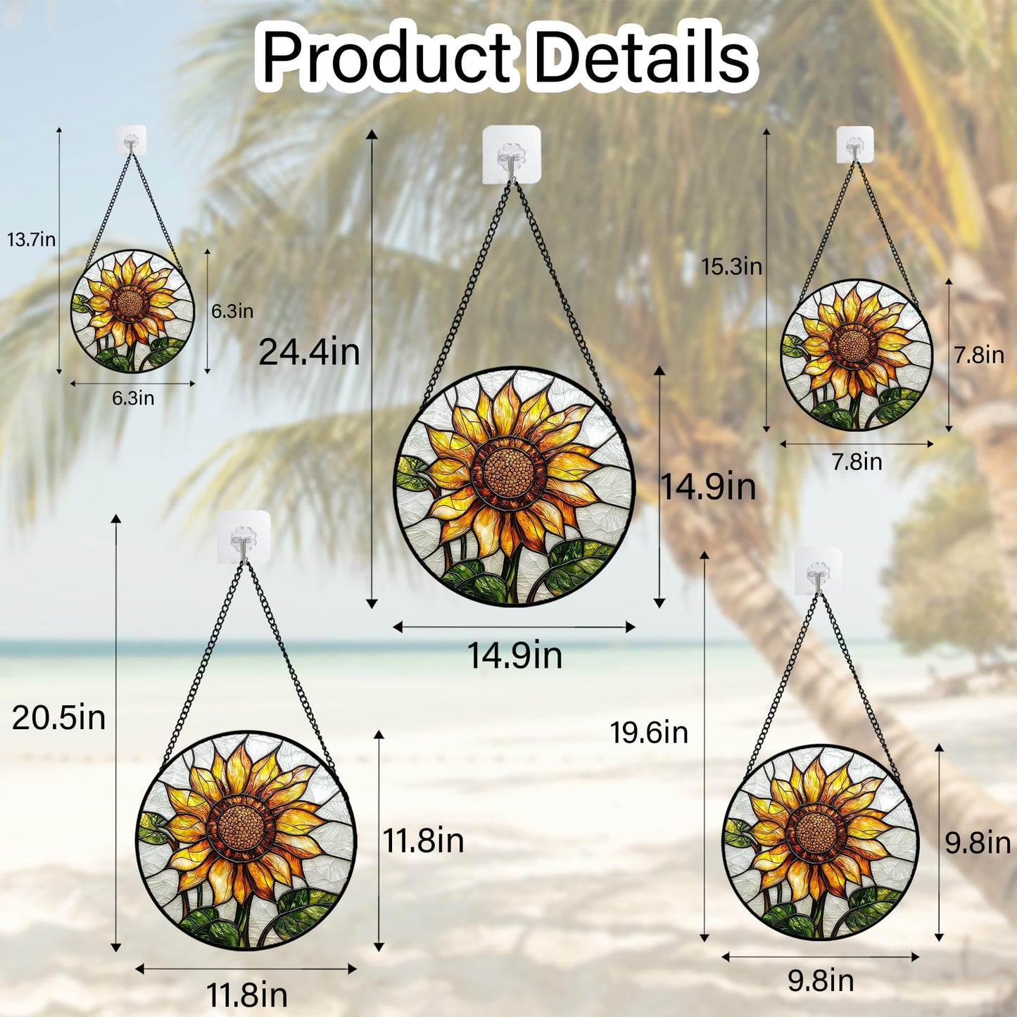 DASTOLL Stained Glass Window Hanging - Sunflower Flower Suncatcher Ready to Hang Window Doors Home Decoration and Christmas, Mother's Day Birthday Gifts for Women, Men, and Mom 6.3x6.3 in
