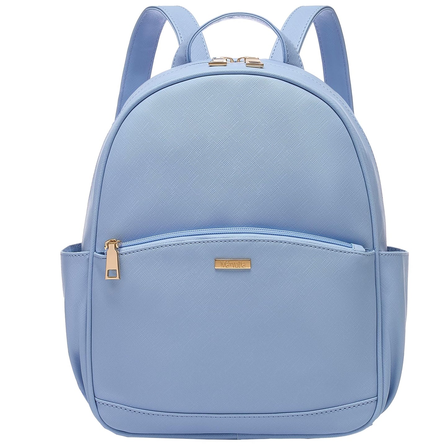 Marvolia Mini Backpack for Women - Leather Backpack Cute Backpacks with Multiple Pockets for Travel College Work - Blue