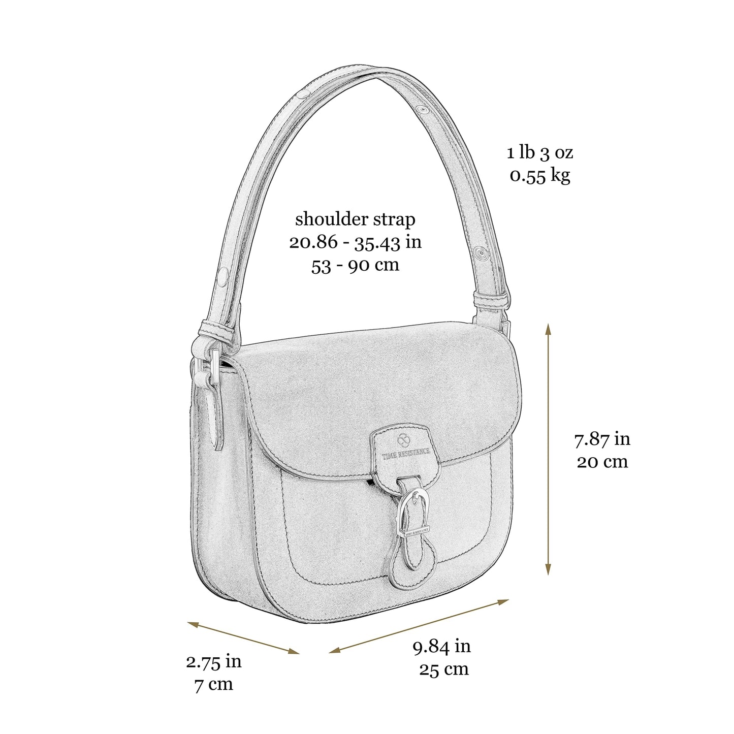 Time Resistance Leather Shoulder Bag – Saddle Bag with Magnetic Closure - Leather Handbag for Women (Cognac Brown)