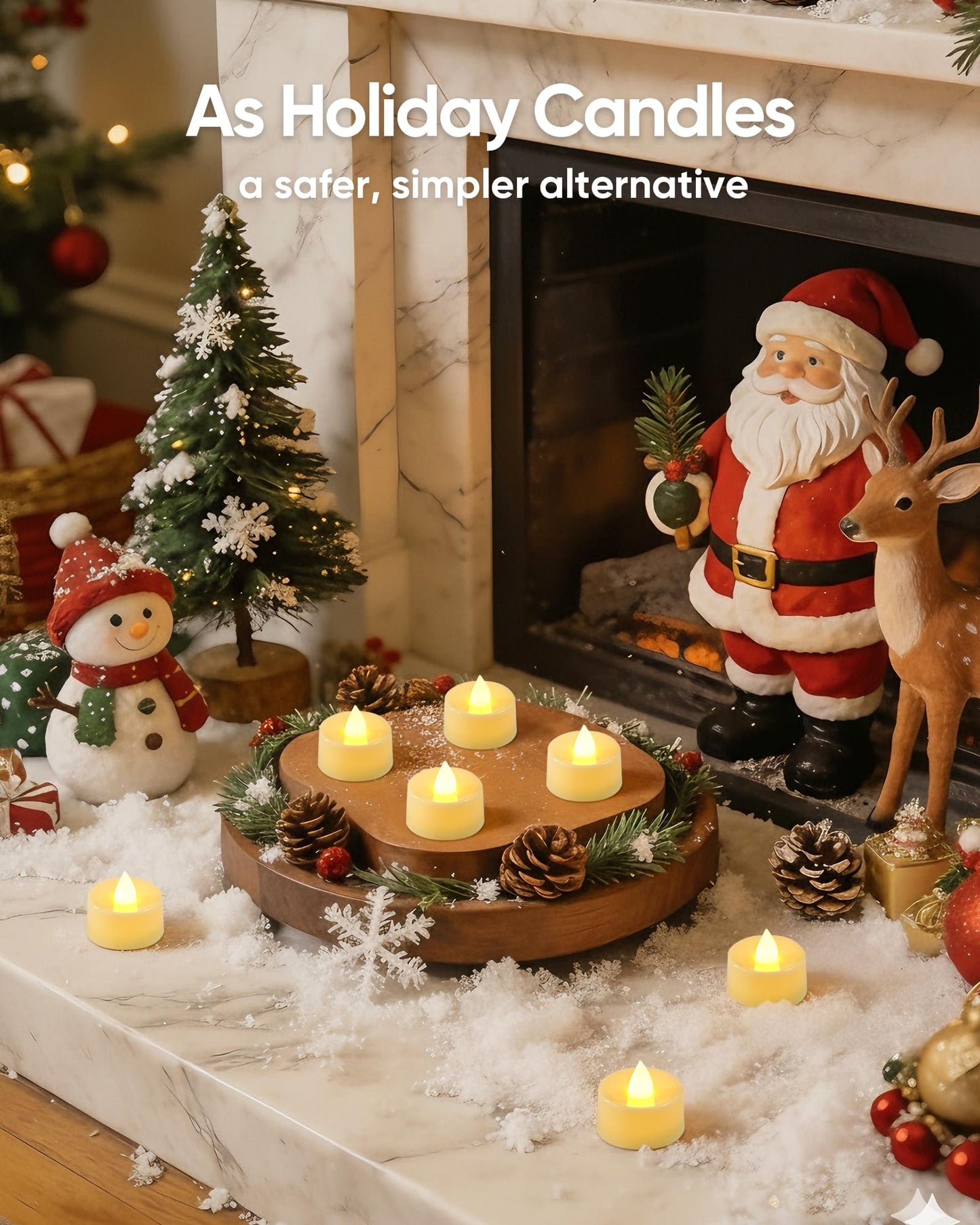 Amagic 100 Pcs Flickering Flameless Tea Lights Battery Operated, 200+ Hours Long Lasting Electric Candle for Wedding Table Centerpiece, Home Decor, Gift, Birthday, Halloween, Christmas, Ivory Base