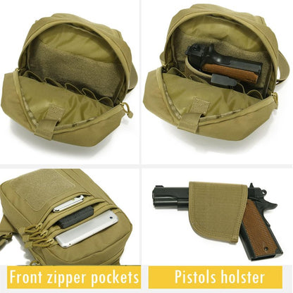 SXJWISHES Tactical Sling Shoulder Bag Concealed Carry bags EDC Crossbody pack Sling Backpack Chest Daypack Crossbody Backpack for Travel Sports Running Hiking (Khaki)
