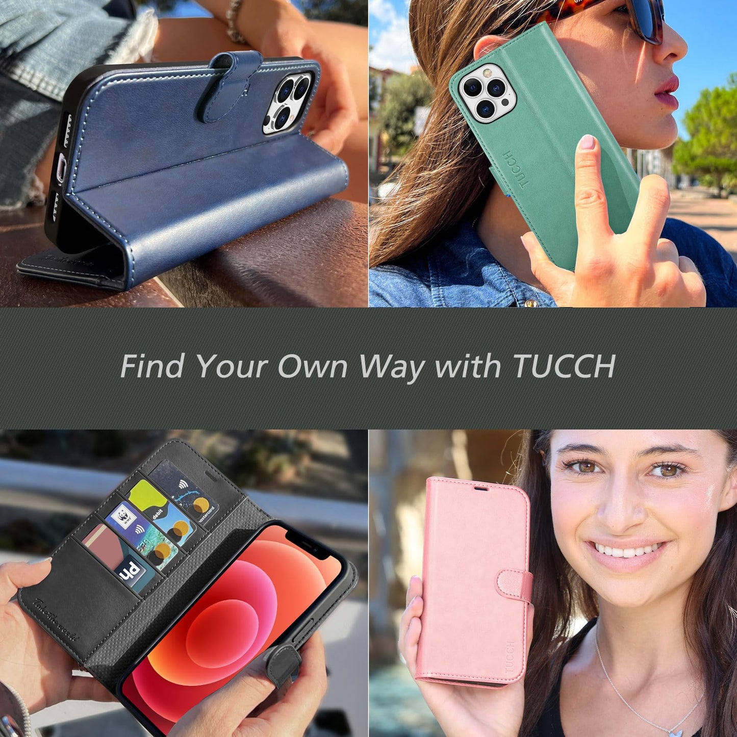 TUCCH Wallet Case for iPhone 12 Pro Max 5G, RFID Blocking Card Slot Stand [Shockproof TPU Interior Case], PU Leather Magnetic Protect Flip Cover Compatible with iPhone 12 Pro Max 6.7”, Midnight Green