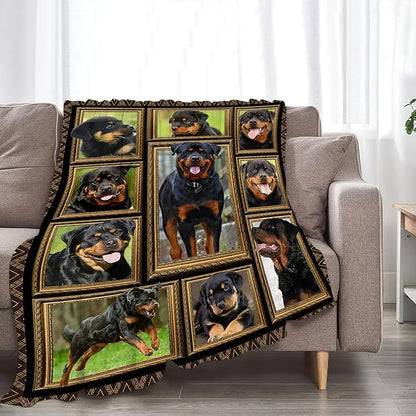 Rottweiler Blanket Decor Gifts for Dog Lover, Flannel Fleece Fuzzy Rottweiler Throw Blankets, Soft Warm Cozy Plush Animal Blanket for Bed Couch Living Room Stuff Decoration for Kids Adult 50"x40"