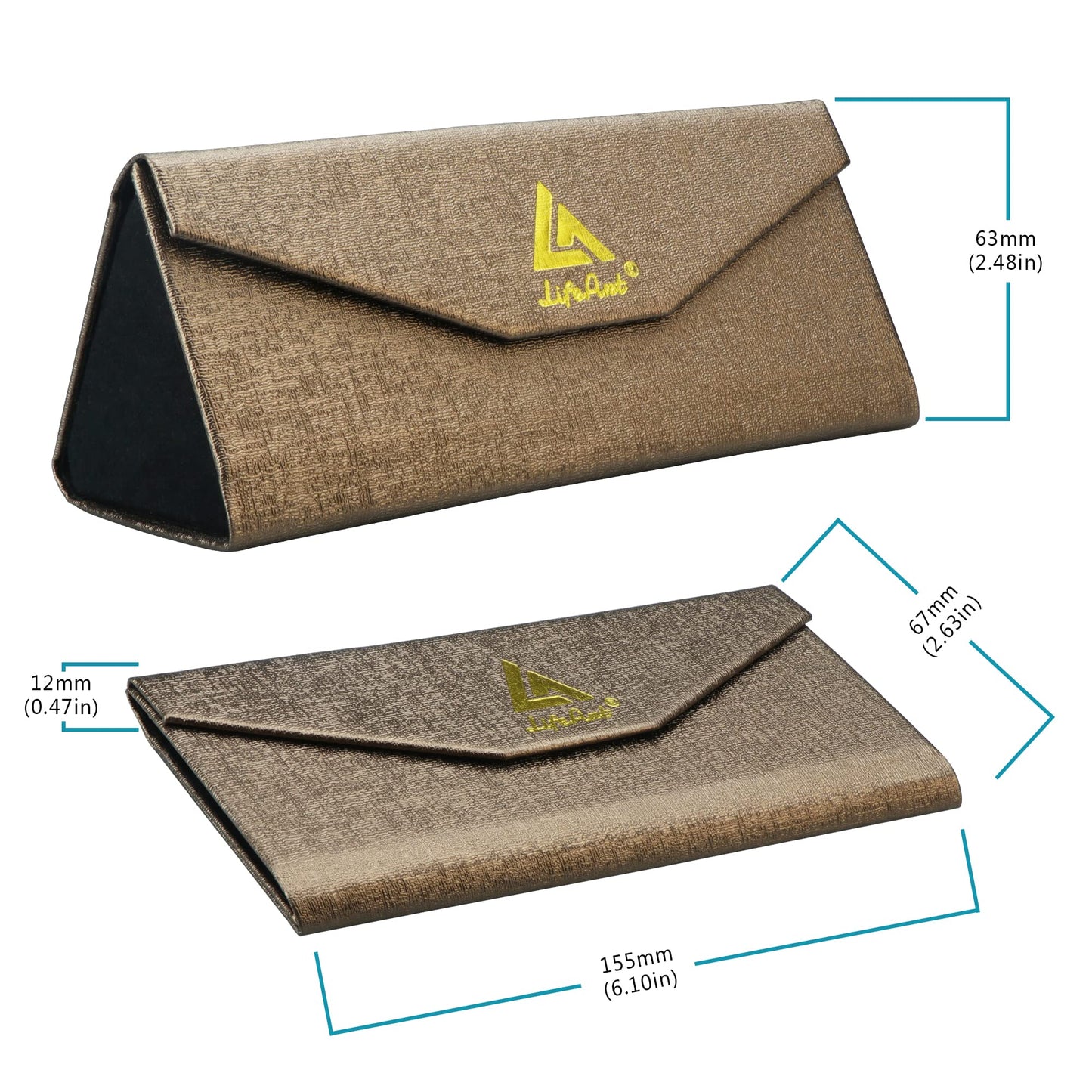 LifeArt Eyeglasses Case - Foldable Holder Well Protected Easy to Carry- Matte Leather & Magnet Closure for Reading, School, Office