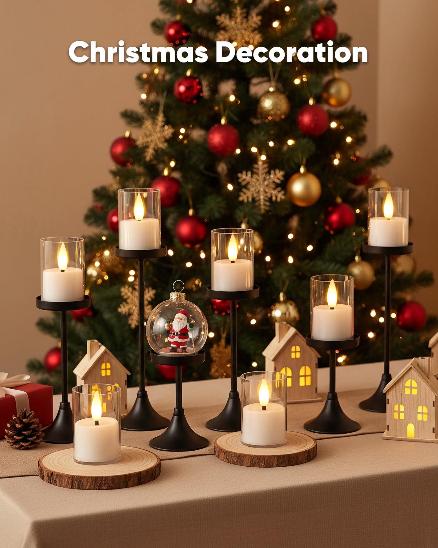Homemory Acrylic Led Votive Candle with Auto Timer, 1.5" x 2.4" Flameless Led Tealight, Battery Powered Fake Electric Candles for Wedding Centerpiece, Table, Christmas Decor (12Pack)